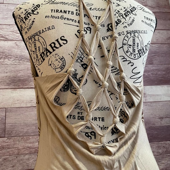 Baby Phat Tan/Gold/Studded 'Seductive Dream' Open Back Mini Halter Dress NWOT - Picture 6 of 12